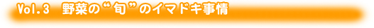 Vol.3　野菜の“旬”のイマドキ事情