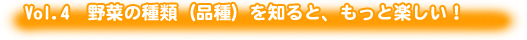 Vol.4 野菜の種類(品種)を知ると、もっと楽しい! Vol.4 野菜の種類(品種)を知ると、もっと楽しい!